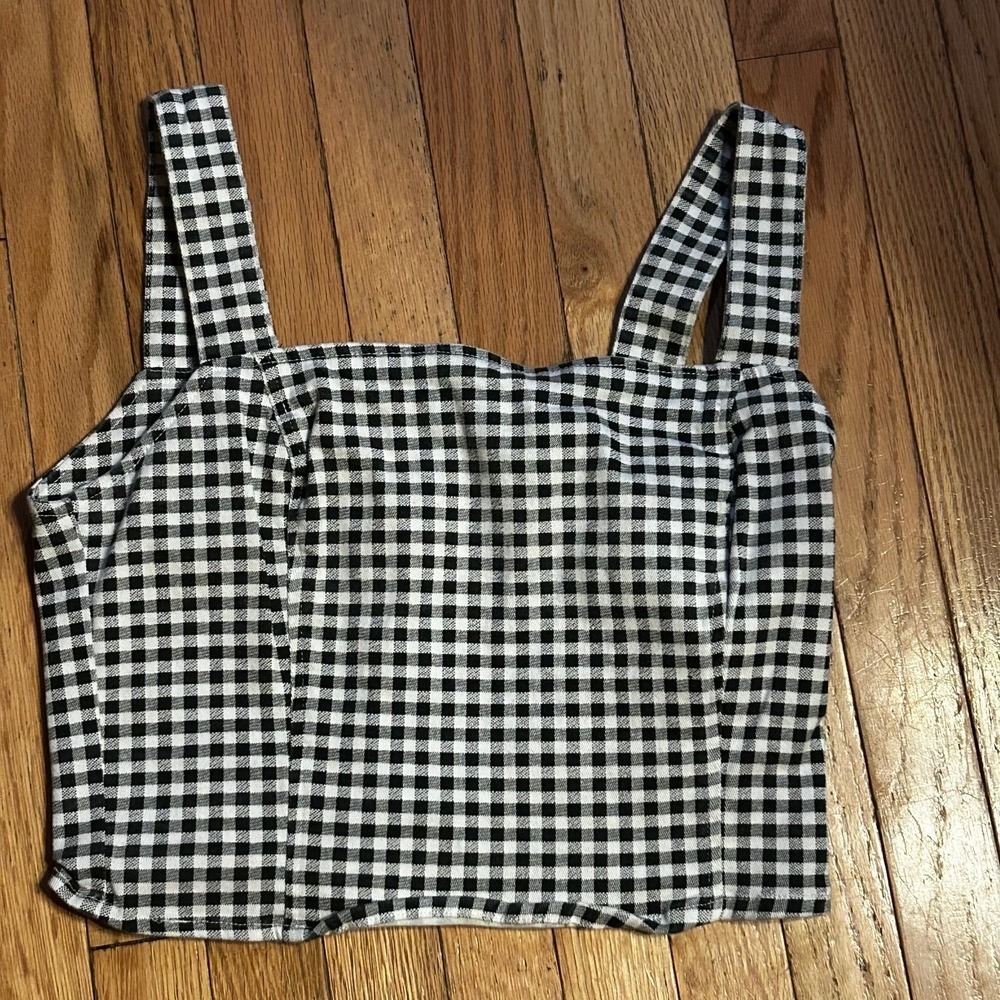 Forever 21 Black and White Gingham Denim Corset Top Plus Size 3X T42-20